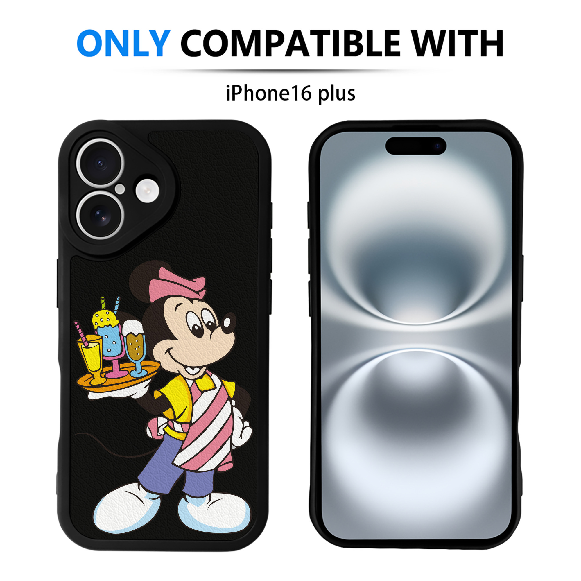 （画像用） ミッキーマウス Mickey Mouse 【iPhone 16シリーズ対応】シリコンスマホケース（レザー調） 材質：シリコン